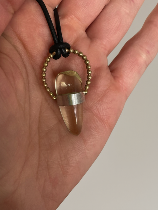 Citrine quartz crystal tear necklace