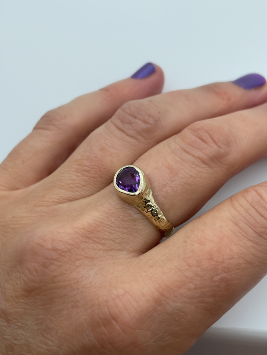 Textured Amethyst Ring