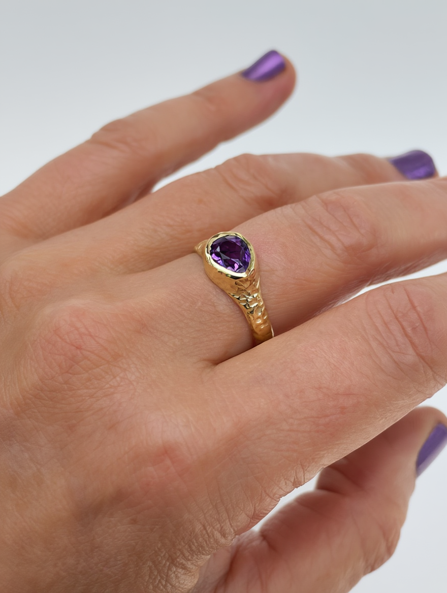 Textured Amethyst Ring