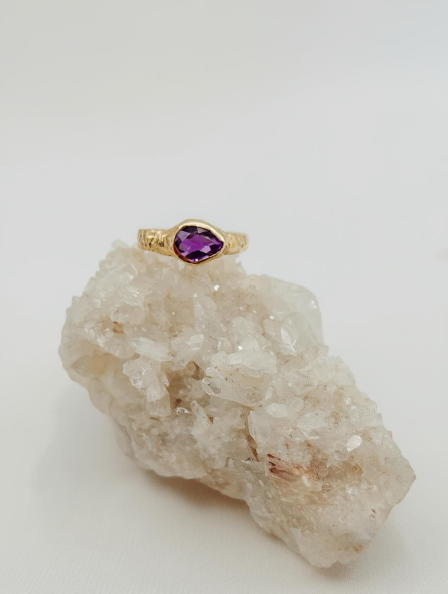 Textured Amethyst Ring