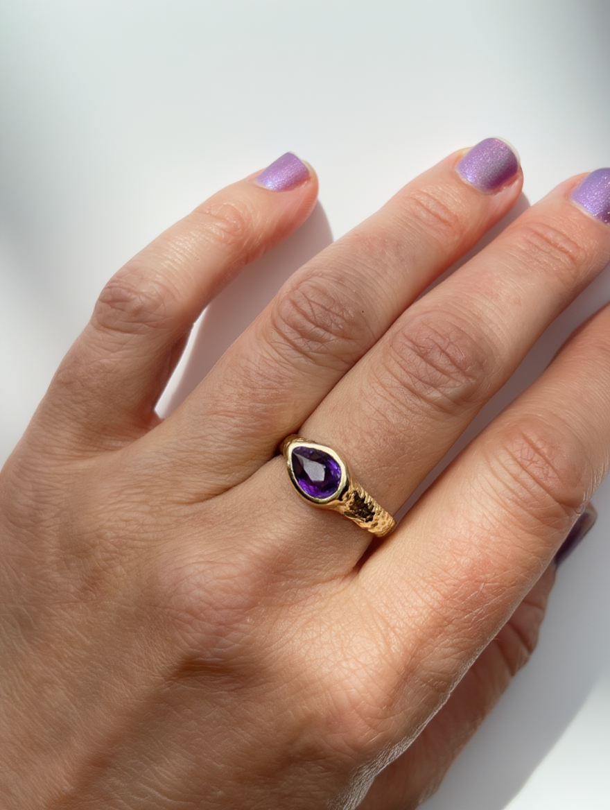 Textured Amethyst Ring