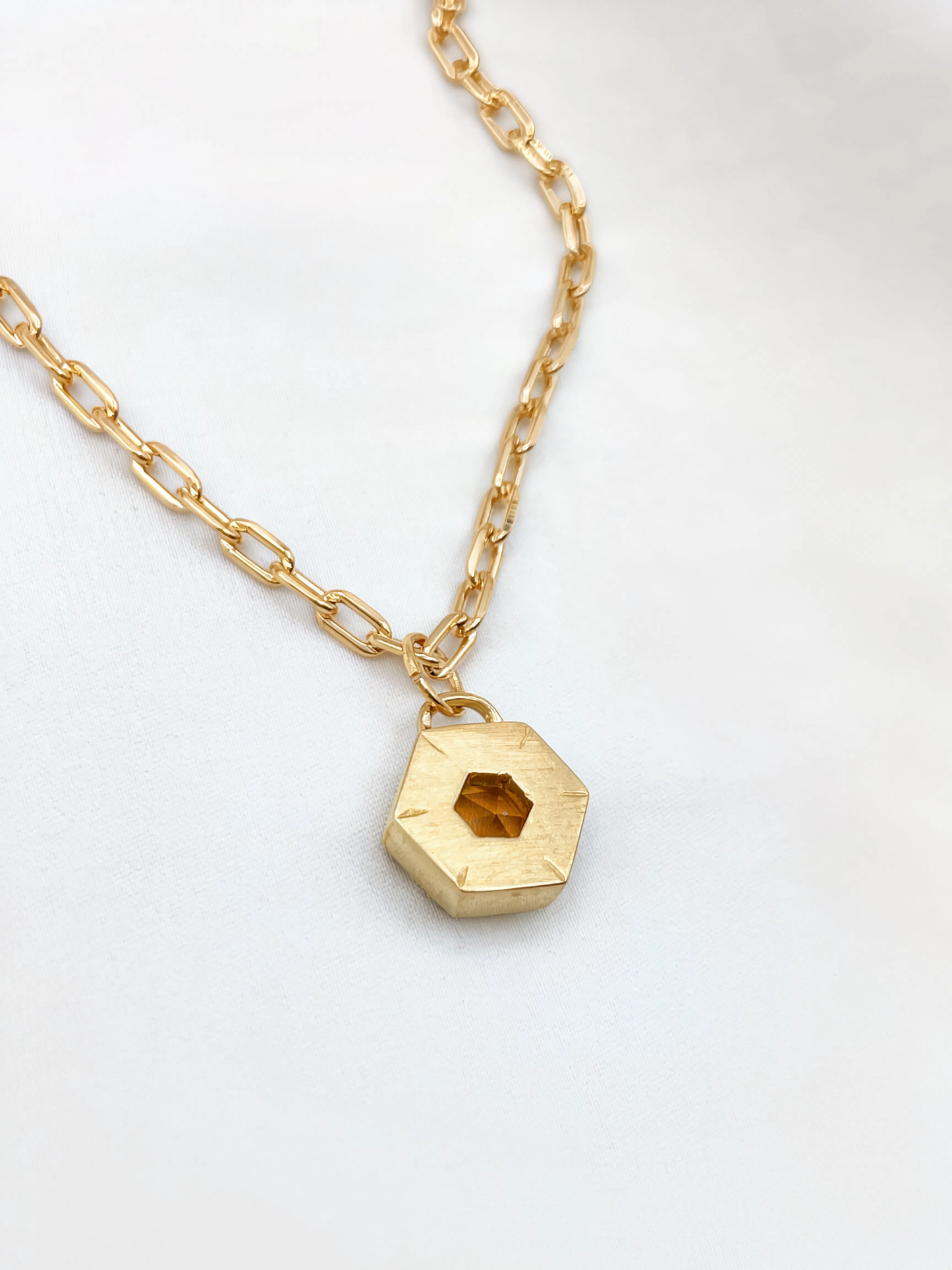 Citrine padlock necklace