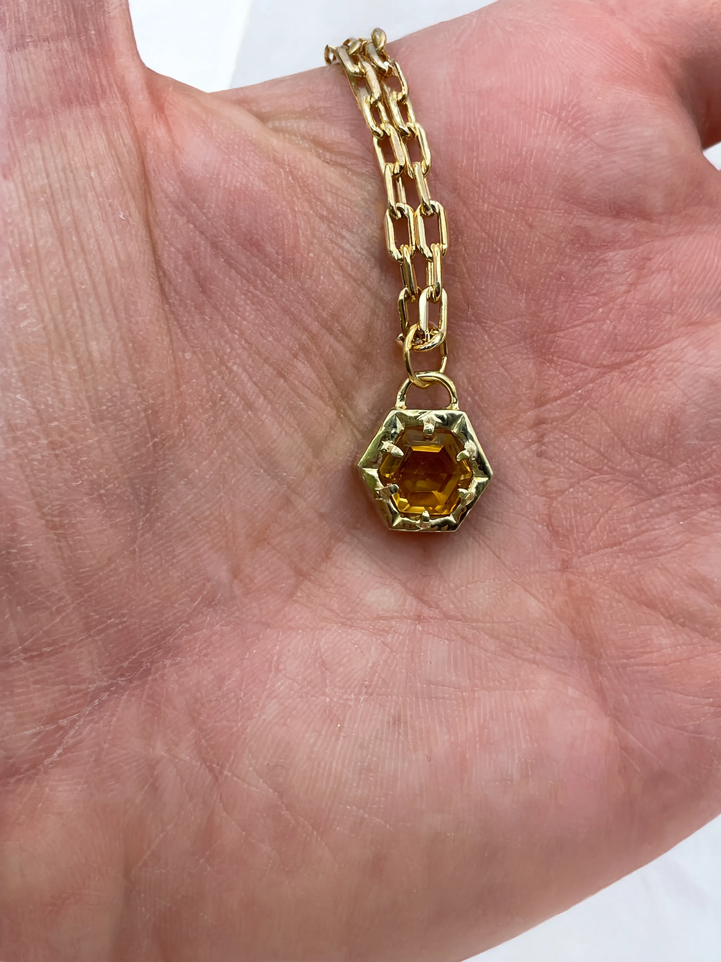 Citrine padlock necklace