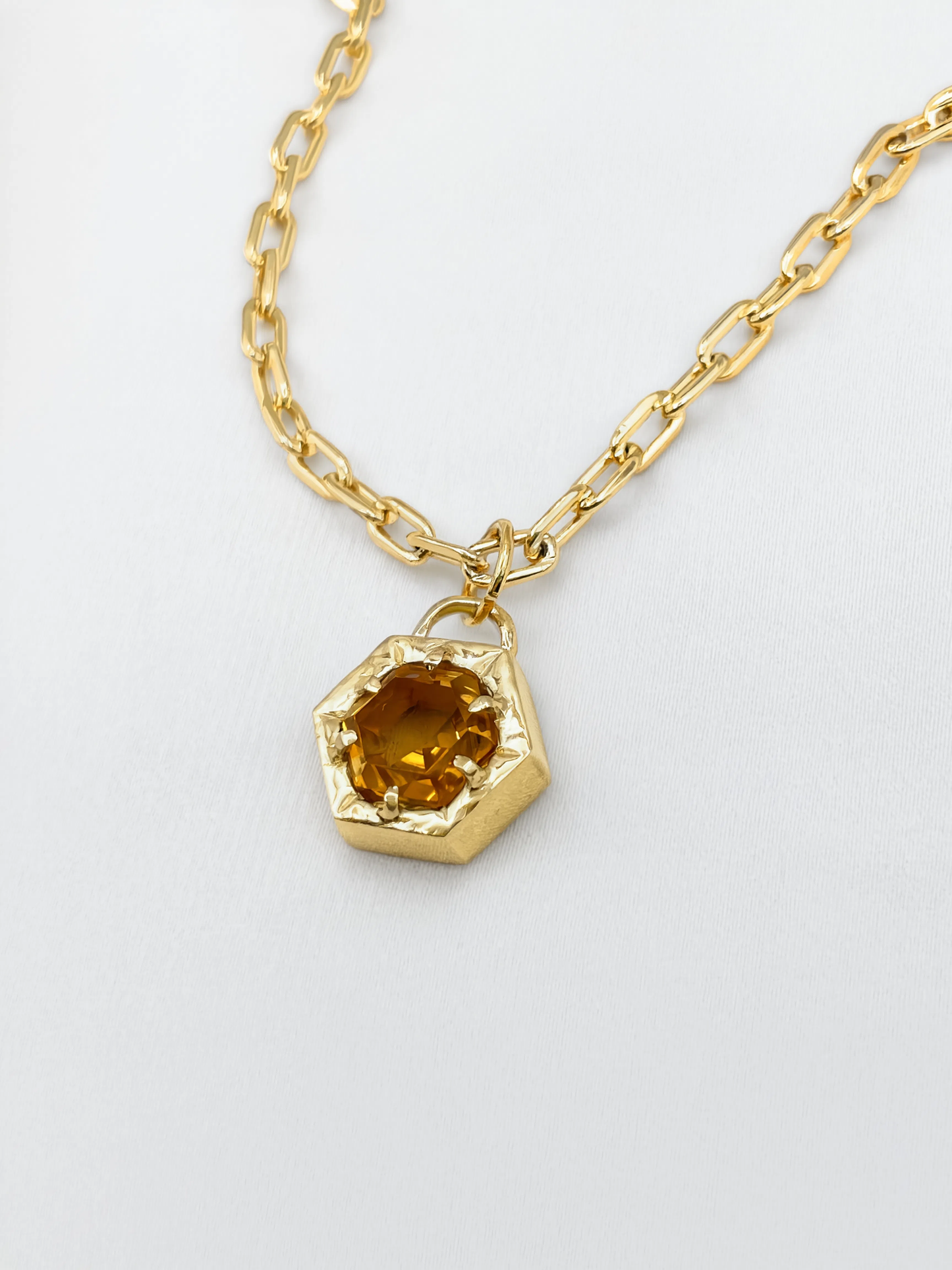 Citrine padlock necklace