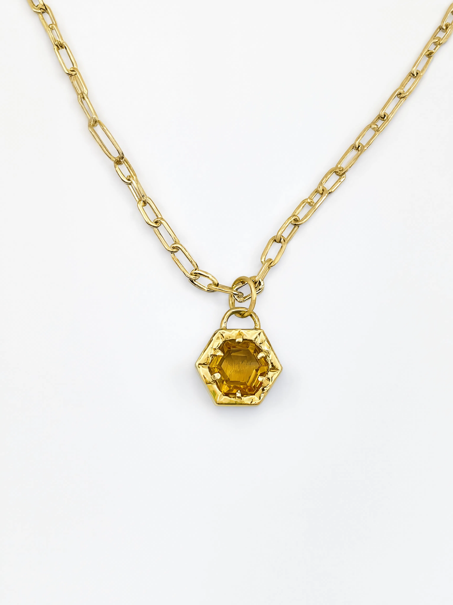 Citrine padlock necklace