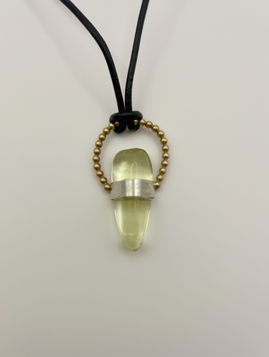 Citrine quartz crystal tear necklace