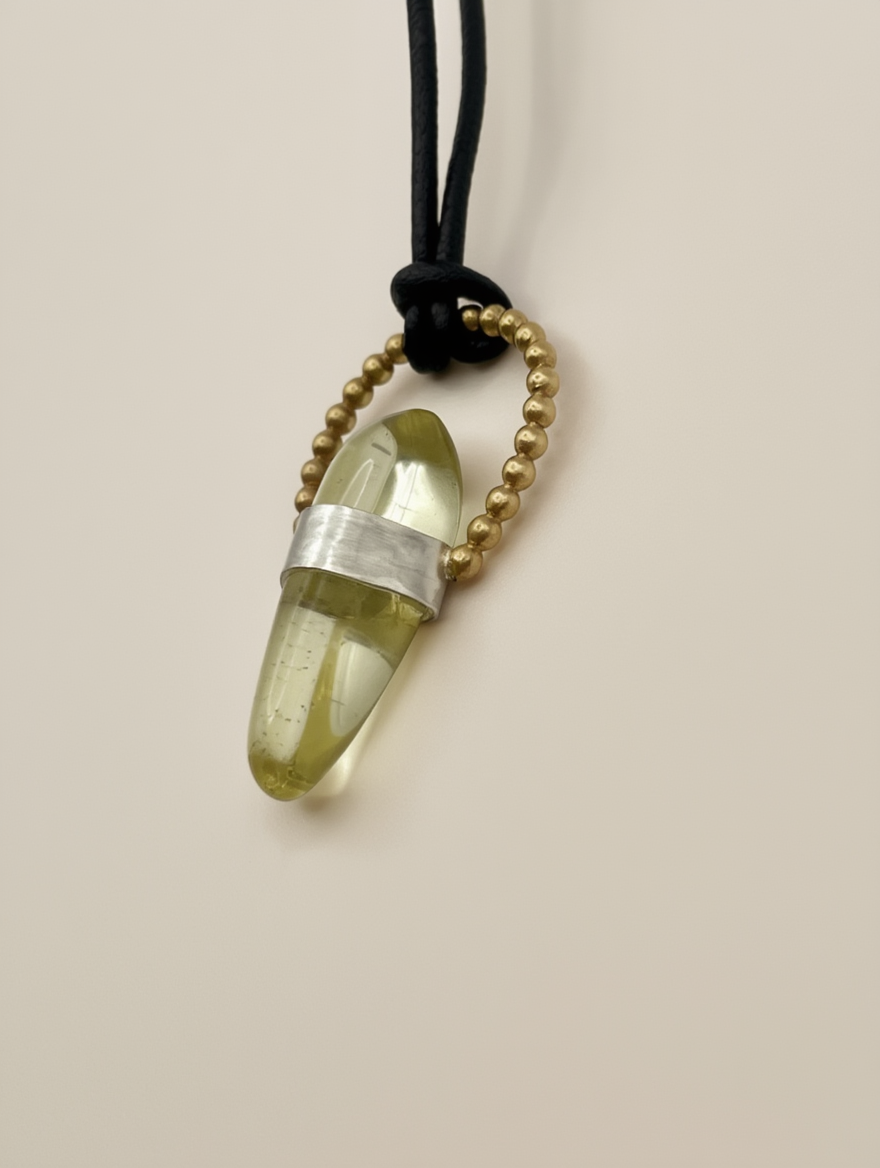 Citrine quartz crystal tear necklace