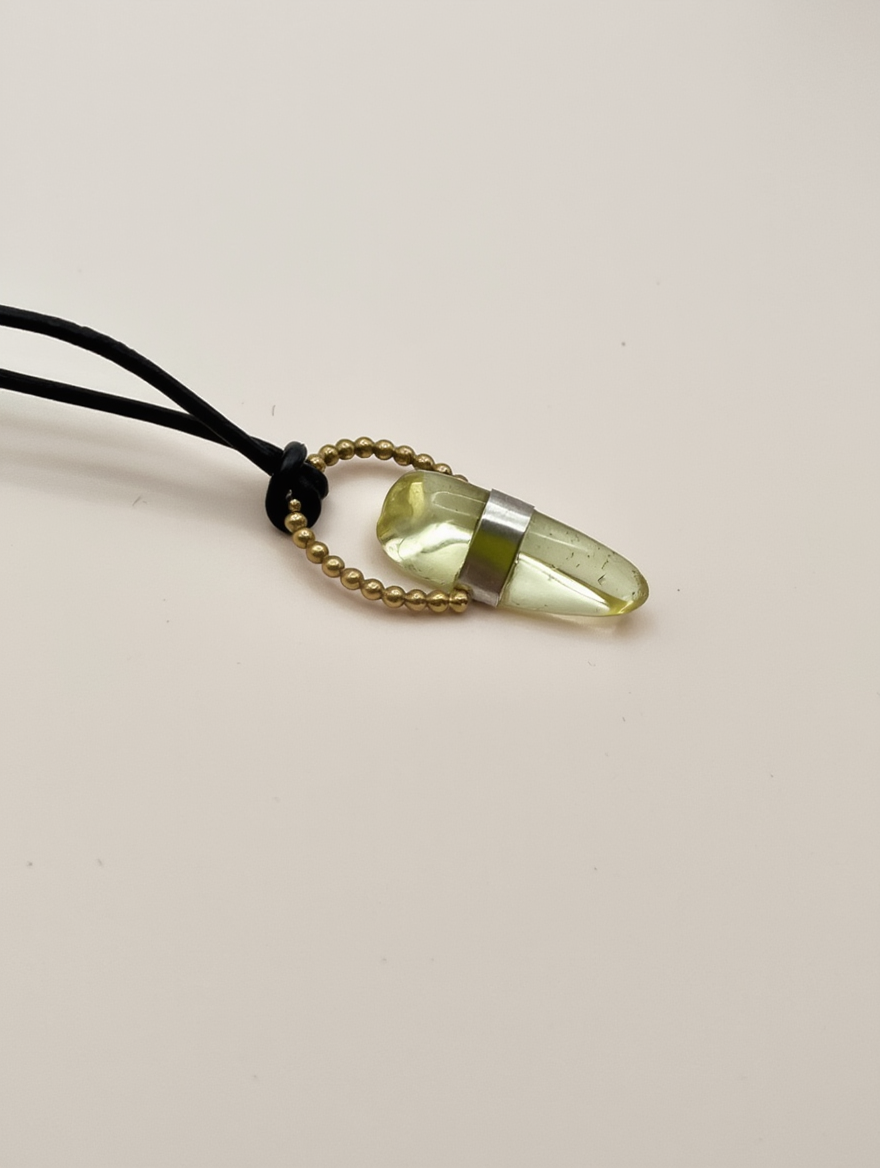Citrine quartz crystal tear necklace