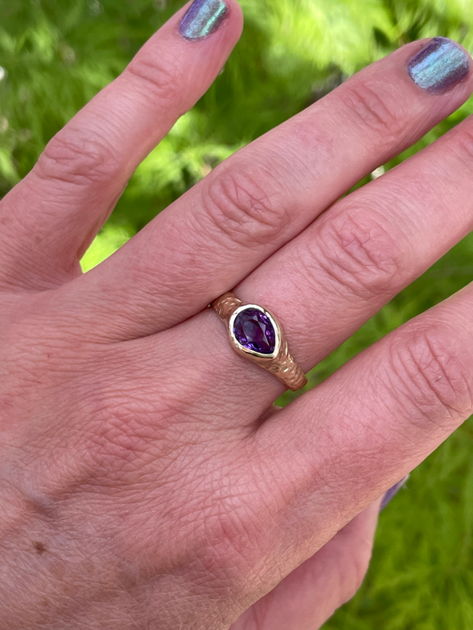 Textured Amethyst Ring